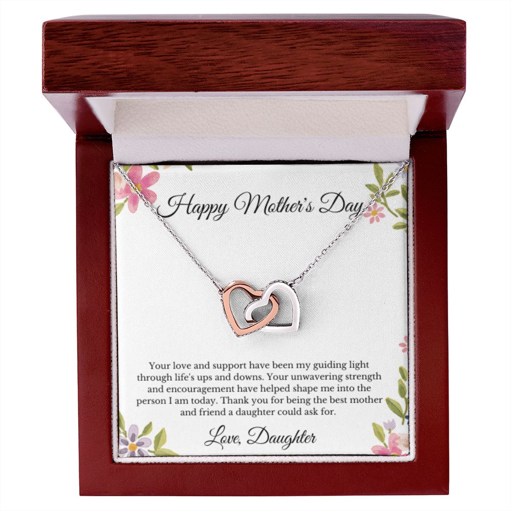 Interlocking Hearts, To Mom From Daughter Message Card Necklace, Mom Birthday Jewelry To Mom From Daughter Gifts, Mom Mother's Day Gifts From Daughter