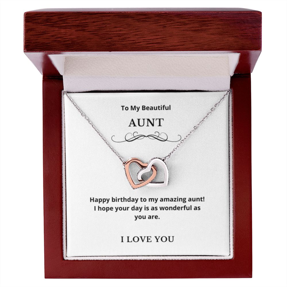 Interlocking Hearts To My Aunt Jewelry, Aunt Necklace Gift, Cousin Gift, Family Jewelry, Message Card Gift, For Aunt, Aunt Birthday
