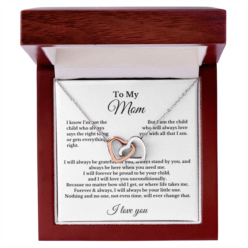To My Mom Interlocking Heart Necklace Gift For Mothers Day, Valentines, Christmas, Her Birthday