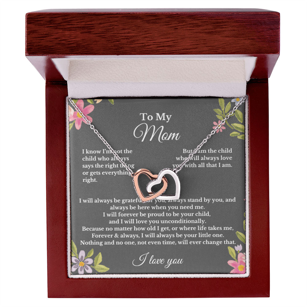 To My Mom Interlocking Heart Necklace Gift For Mothers Day, Valentines, Christmas, Her Birthday