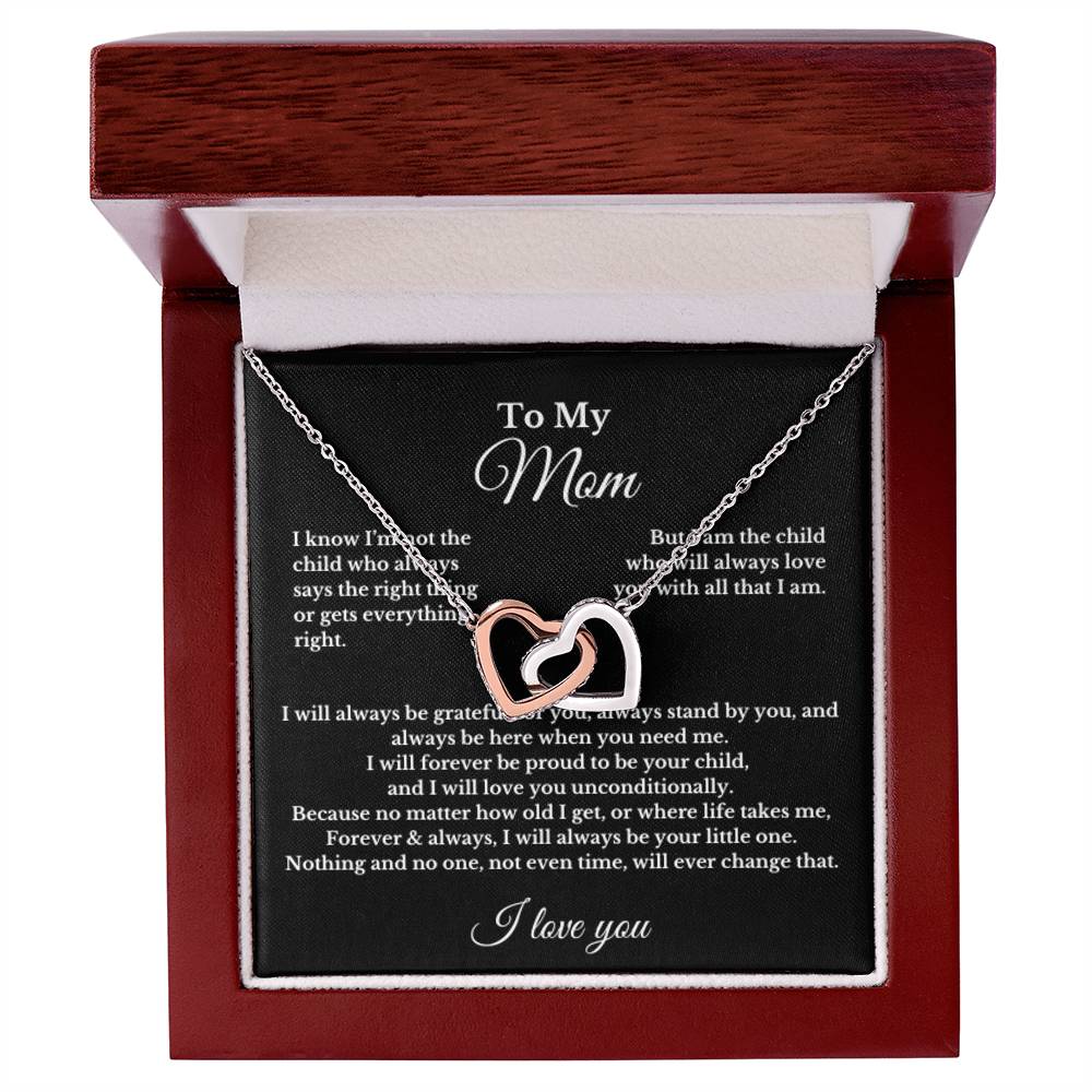To My Mom Interlocking Heart Necklace Gift For Mothers Day, Valentines, Christmas, Her Birthday