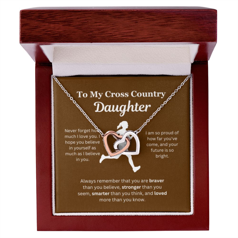 EllePendants To My Cross Country Daughter Necklace, Father Daughter Necklace, Mother Daughter Necklace, Daughter Birthday, Heart Jewelry, Gold Jewelry