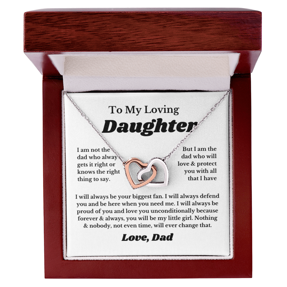 To My Daughter Interlocking Heart Necklace Gift From Dad, Jewelry