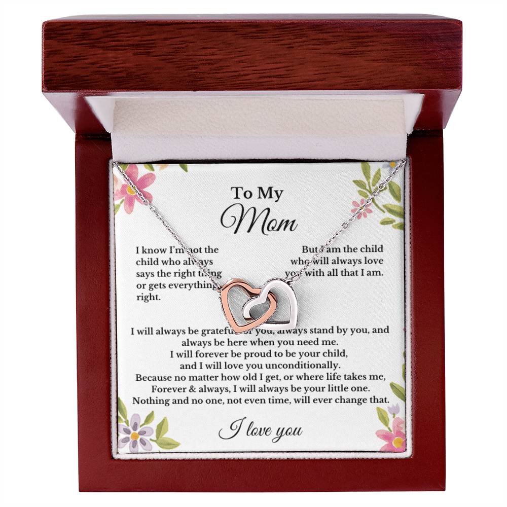 To My Mom Interlocking Heart Necklace Gift For Mothers Day, Valentines, Christmas, Her Birthday