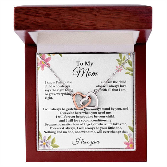 To My Mom Interlocking Heart Necklace Gift For Mothers Day, Valentines, Christmas, Her Birthday