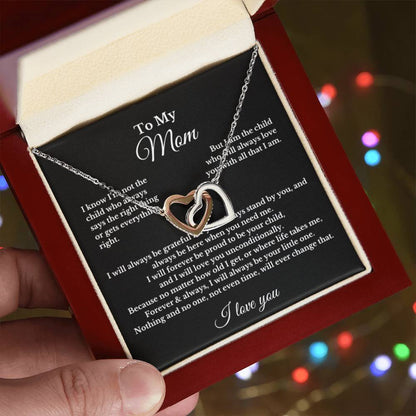 To My Mom Interlocking Heart Necklace Gift For Mothers Day, Valentines, Christmas, Her Birthday