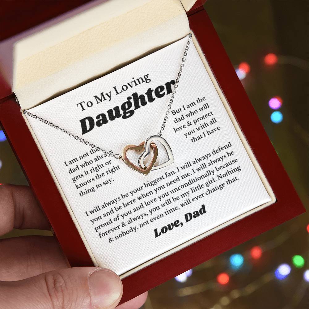 To My Daughter Interlocking Heart Necklace Gift From Dad, Jewelry