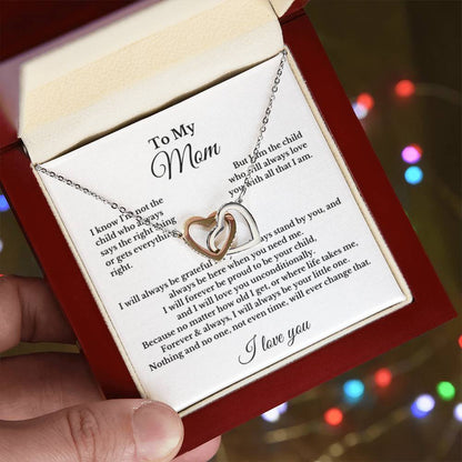 To My Mom Interlocking Heart Necklace Gift For Mothers Day, Valentines, Christmas, Her Birthday