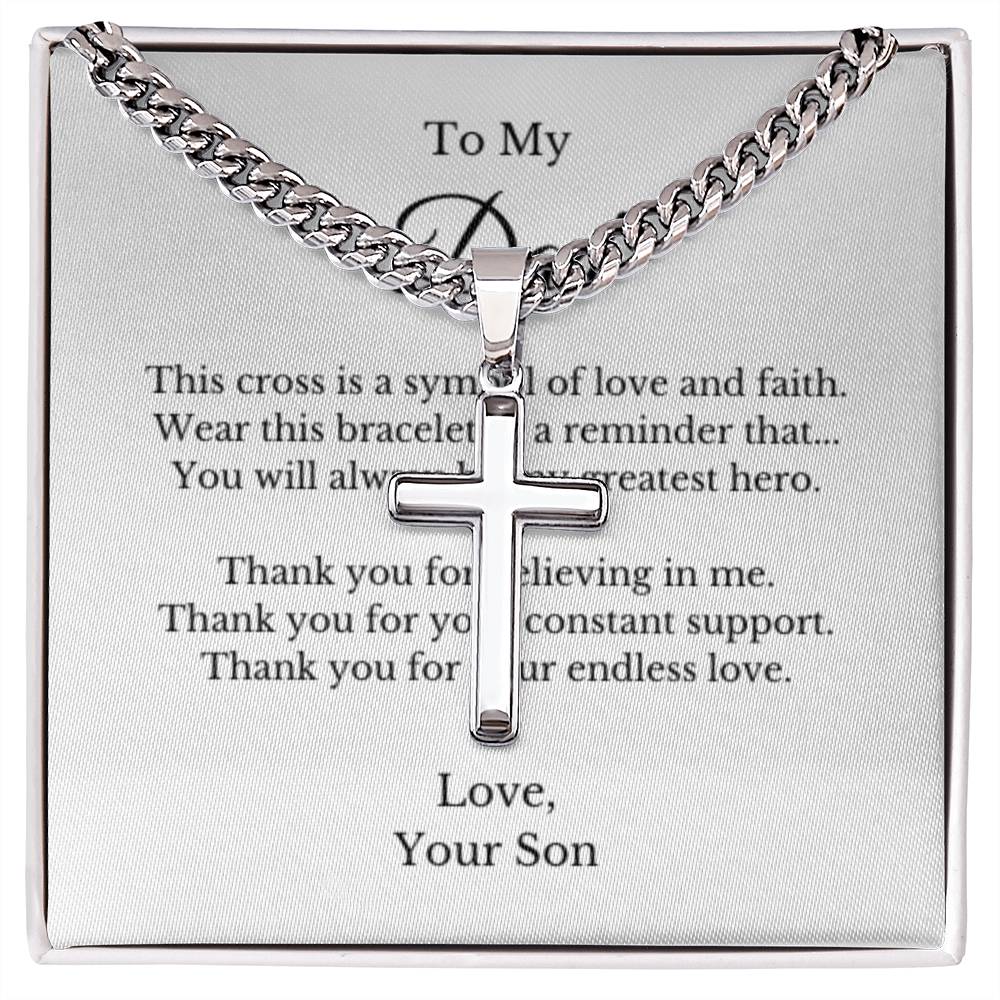 Cross Jewelry From Son for Dad, Grandson, Father, Husband, Godfather, Men Father's Day, Retirement, Christian Gift