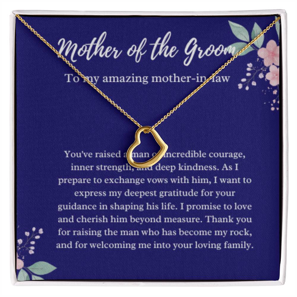 EllePendants Mother Of The Groom Gift From Bride, Mother In Law Gift Wedding Day, From Daughter In Law, Future Mother In Law Gifts Necklace, Heart Gold 18K Jewelry, Silver 14K