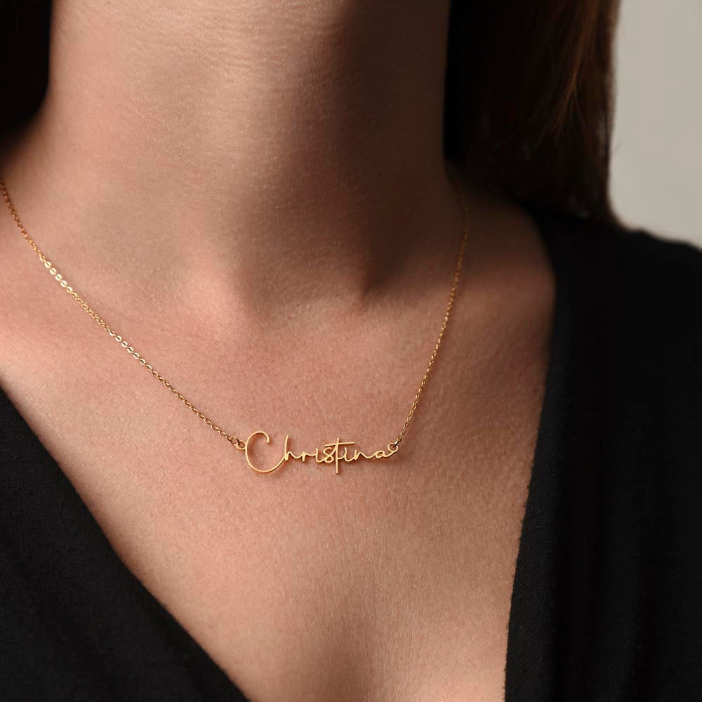 18K Gold/Silver Nameplate Necklace, Custom Name Necklace, Gold Name Necklace, Personalized Necklace, Handwriting necklace, Signature necklace