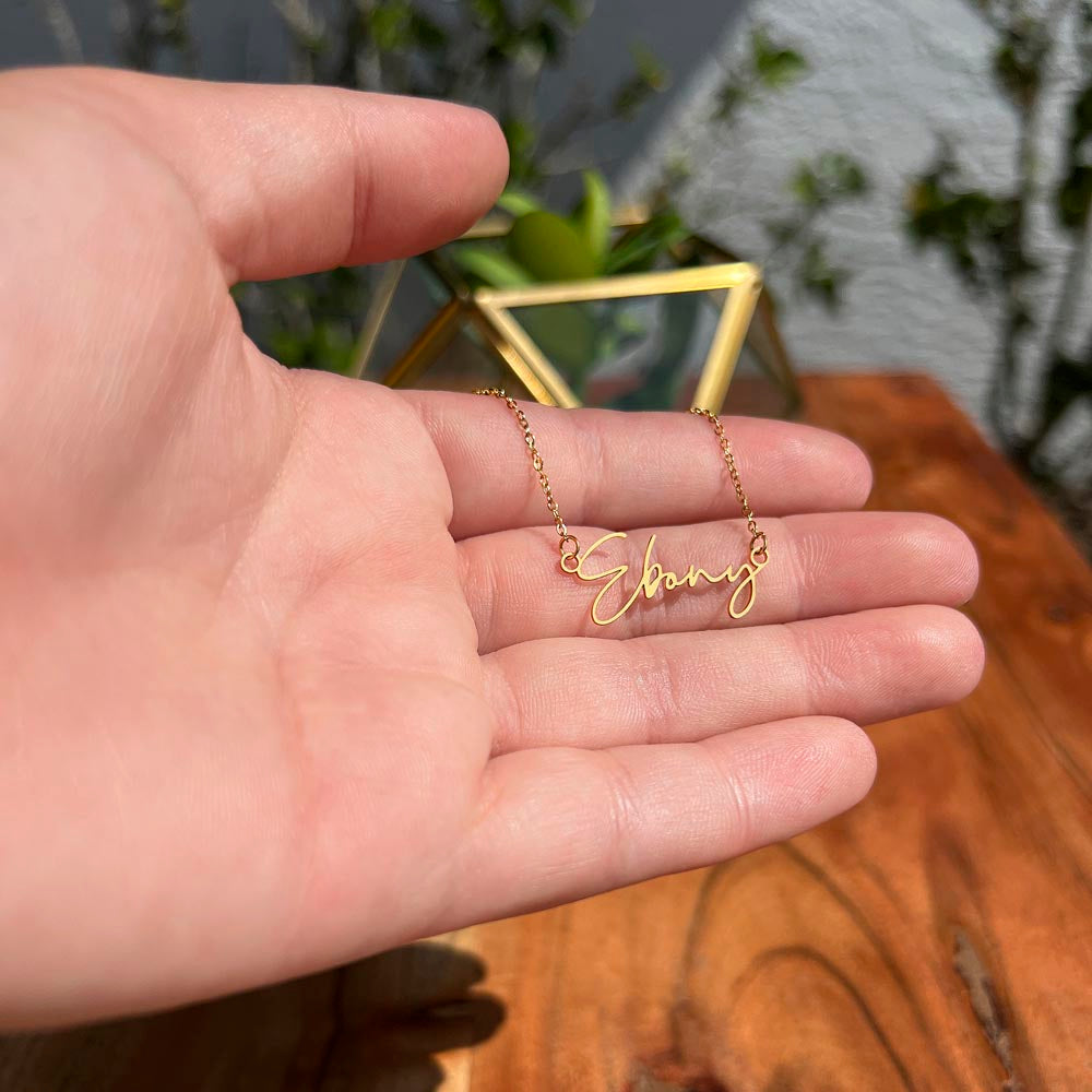 18K Gold/Silver Nameplate Necklace, Custom Name Necklace, Gold Name Necklace, Personalized Necklace, Handwriting necklace, Signature necklace