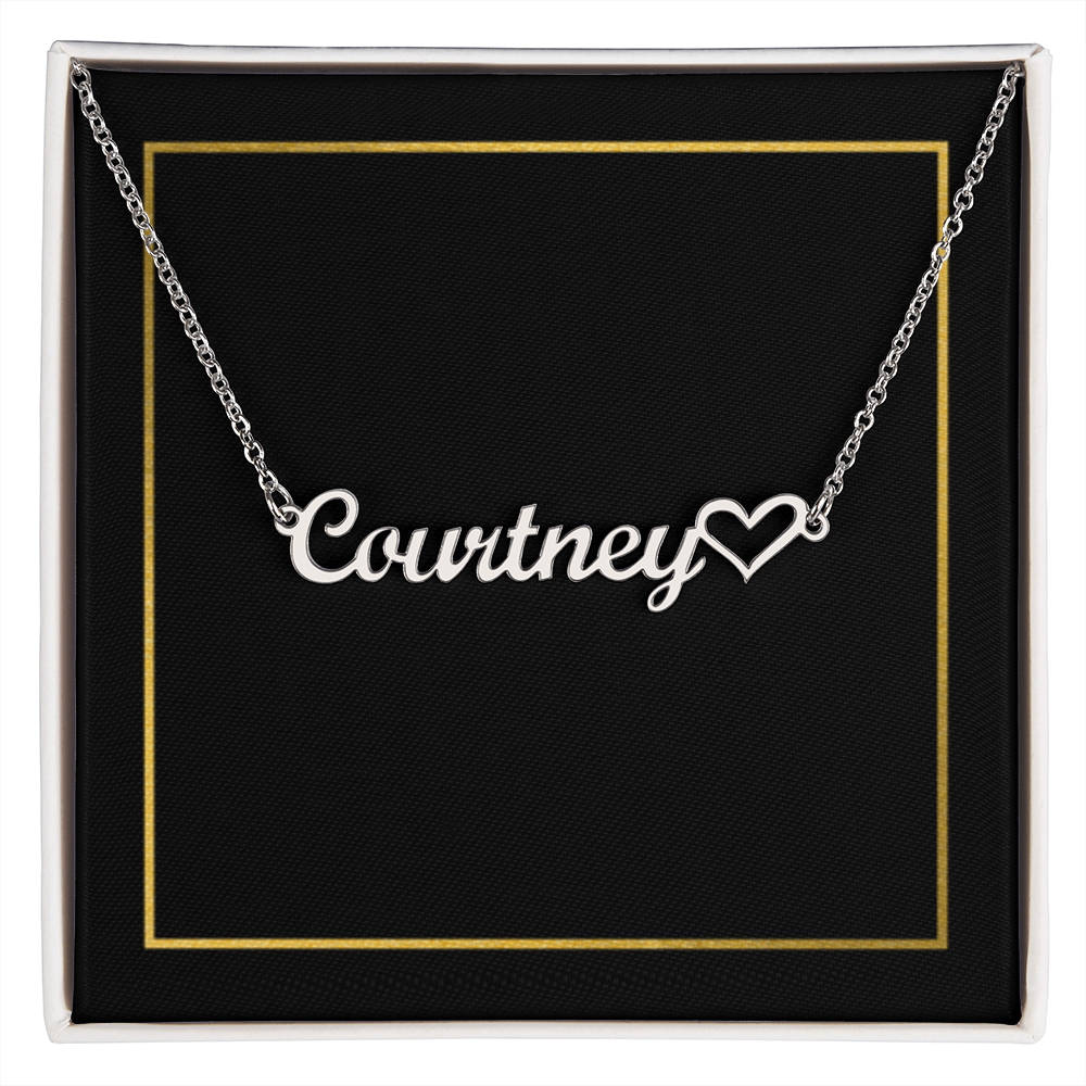18K Gold/Silver Nameplate with Heart Necklace, Custom Name Necklace, Gold Name Necklace, Personalized Necklace, Handwriting, Valentines Day, Christmas Birthday Gift