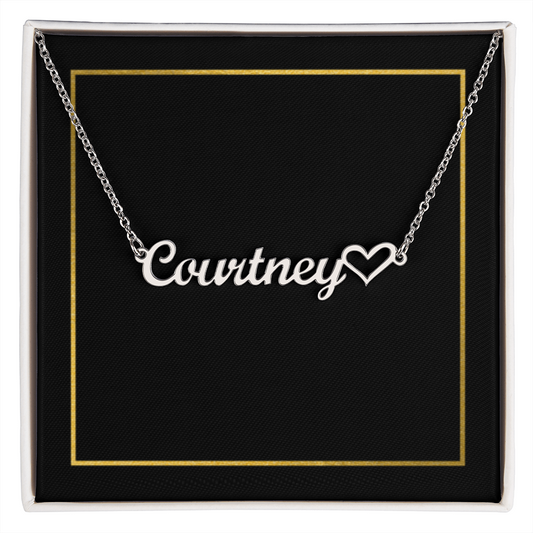 18K Gold/Silver Nameplate with Heart Necklace, Custom Name Necklace, Gold Name Necklace, Personalized Necklace, Handwriting, Valentines Day, Christmas Birthday Gift