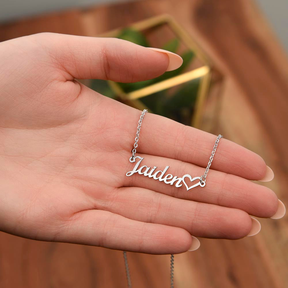 18K Gold/Silver Nameplate with Heart Necklace, Custom Name Necklace, Gold Name Necklace, Personalized Necklace, Handwriting, Valentines Day, Christmas Birthday Gift