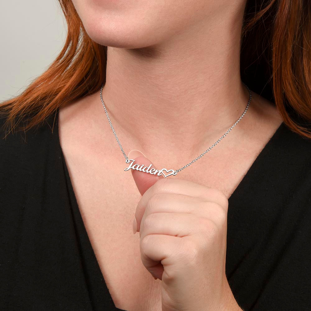 18K Gold/Silver Nameplate with Heart Necklace, Custom Name Necklace, Gold Name Necklace, Personalized Necklace, Handwriting, Valentines Day, Christmas Birthday Gift