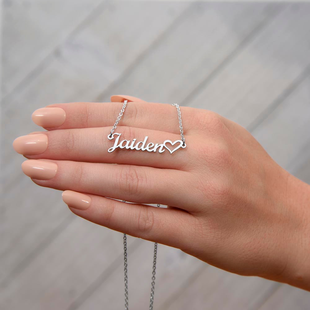 18K Gold/Silver Nameplate with Heart Necklace, Custom Name Necklace, Gold Name Necklace, Personalized Necklace, Handwriting, Valentines Day, Christmas Birthday Gift