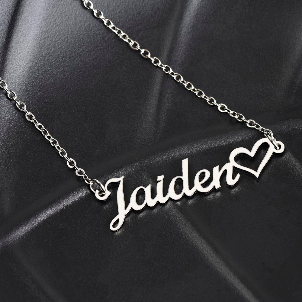 18K Gold/Silver Nameplate with Heart Necklace, Custom Name Necklace, Gold Name Necklace, Personalized Necklace, Handwriting, Valentines Day, Christmas Birthday Gift