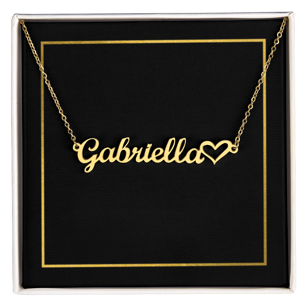 18K Gold/Silver Nameplate with Heart Necklace, Custom Name Necklace, Gold Name Necklace, Personalized Necklace, Handwriting, Valentines Day, Christmas Birthday Gift