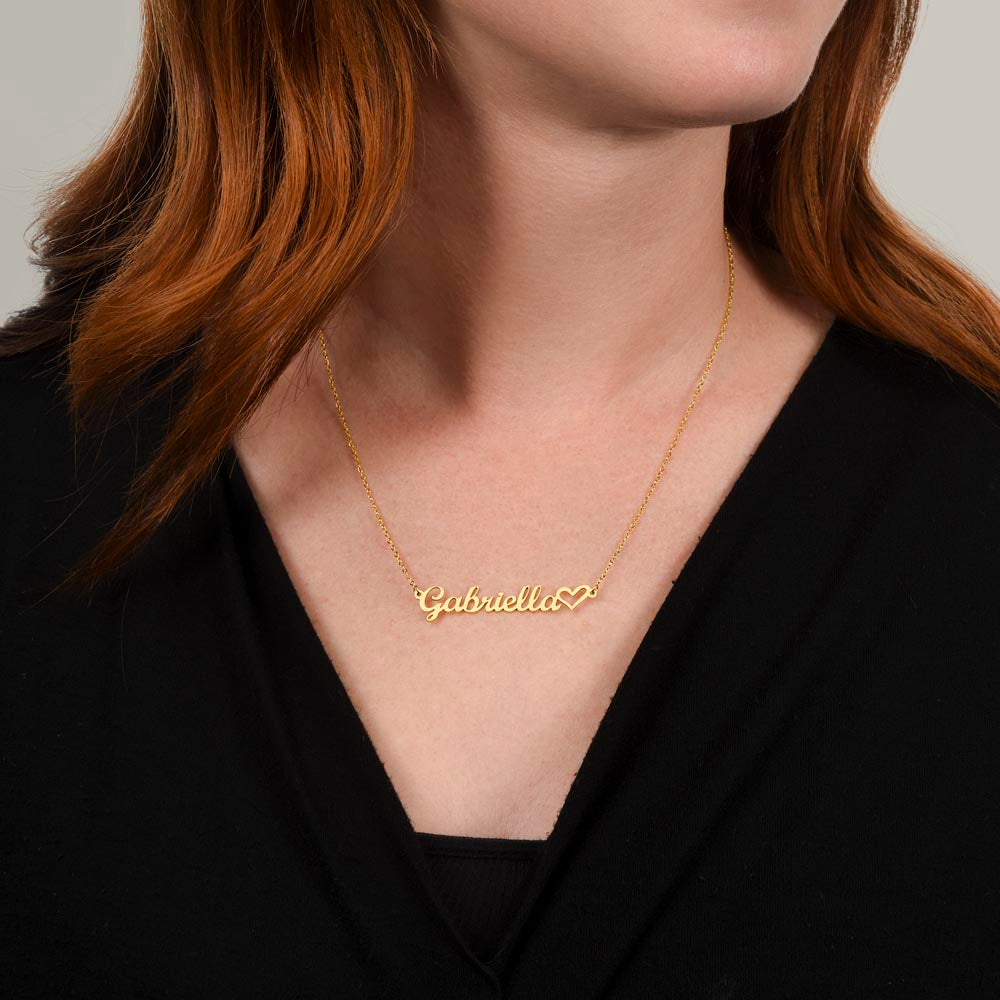 18K Gold/Silver Nameplate with Heart Necklace, Custom Name Necklace, Gold Name Necklace, Personalized Necklace, Handwriting, Valentines Day, Christmas Birthday Gift