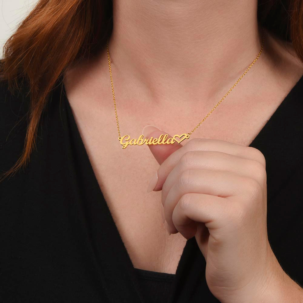 18K Gold/Silver Nameplate with Heart Necklace, Custom Name Necklace, Gold Name Necklace, Personalized Necklace, Handwriting, Valentines Day, Christmas Birthday Gift