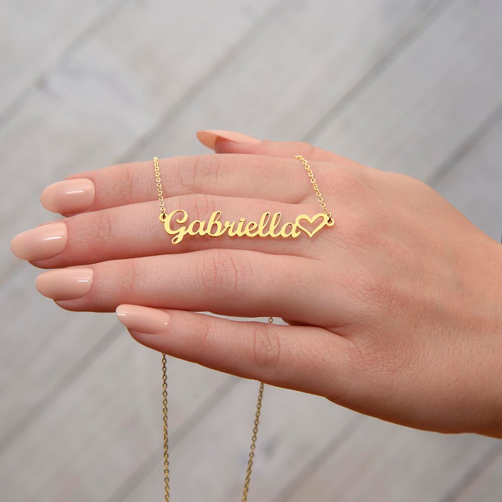 18K Gold/Silver Nameplate with Heart Necklace, Custom Name Necklace, Gold Name Necklace, Personalized Necklace, Handwriting, Valentines Day, Christmas Birthday Gift