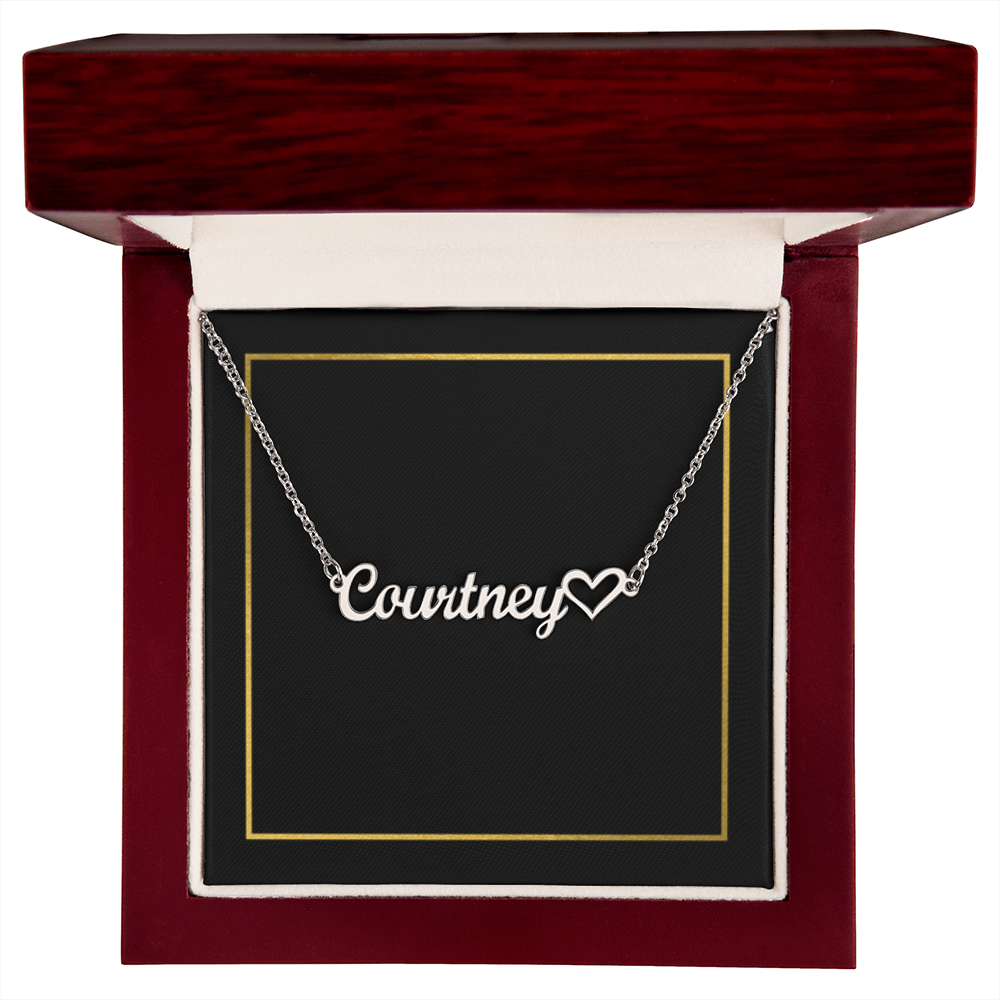 18K Gold/Silver Nameplate with Heart Necklace, Custom Name Necklace, Gold Name Necklace, Personalized Necklace, Handwriting, Valentines Day, Christmas Birthday Gift