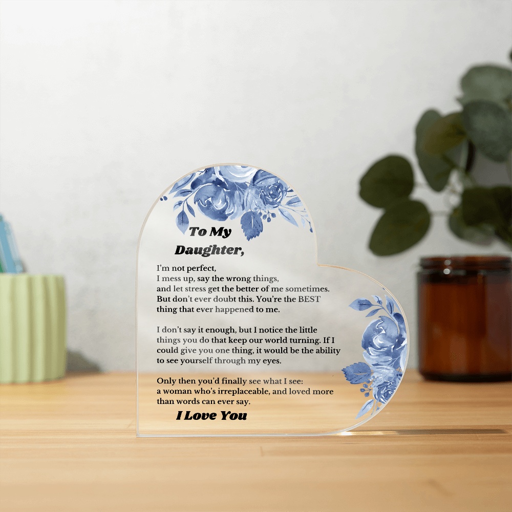Gifts for Daughter, Heart Acrylic for Her From Dad From Mom, Birthday, Christmas Birthday From Parents