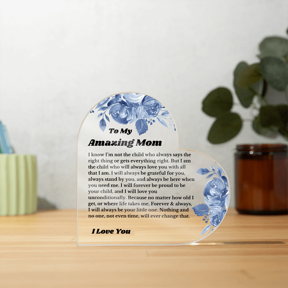 For Mom Heart Plaque From Daughter Son, Birthday Gift, Christmas Gift For Mom, Mother's Day Gift, Custom Mom Gift, To My Mom, Mom Keepsake