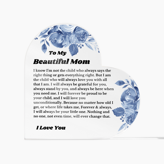 Personalized For Mom Heart Plaque From Daughter Son, Birthday, Christmas Gift For Mom, Mother's Day Gift, Custom Mom Gift, To My Mom, Mom Keepsake