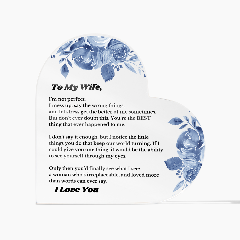 Gifts for Wifey, Heart Acrylic for Wife From Husband, Anniversary Jewelry, Christmas Birthday for Her, To My Soulmate Gift, Valentines