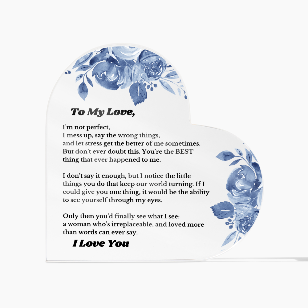 Gifts for Love, Heart Acrylic for Wife From Husband, Anniversary Jewelry, Christmas Birthday for Her, To My Soulmate Gift, Wifey, Valentines
