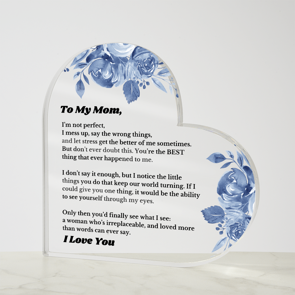 Gifts for Mom, Heart Acrylic for Wife From Husband, Anniversary Jewelry, Christmas Birthday for Her, To My Soulmate Gift, Mother's Day