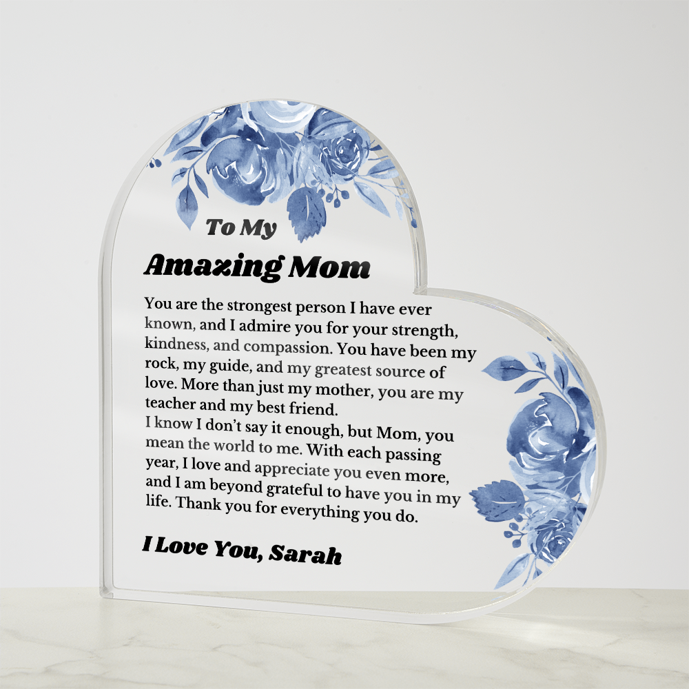 For Mom Heart Plaque From Daughter Son, Birthday Gift, Christmas Gift For Mom, Mother's Day Gift, Custom Mom Gift, To My Mom, Mom Keepsake