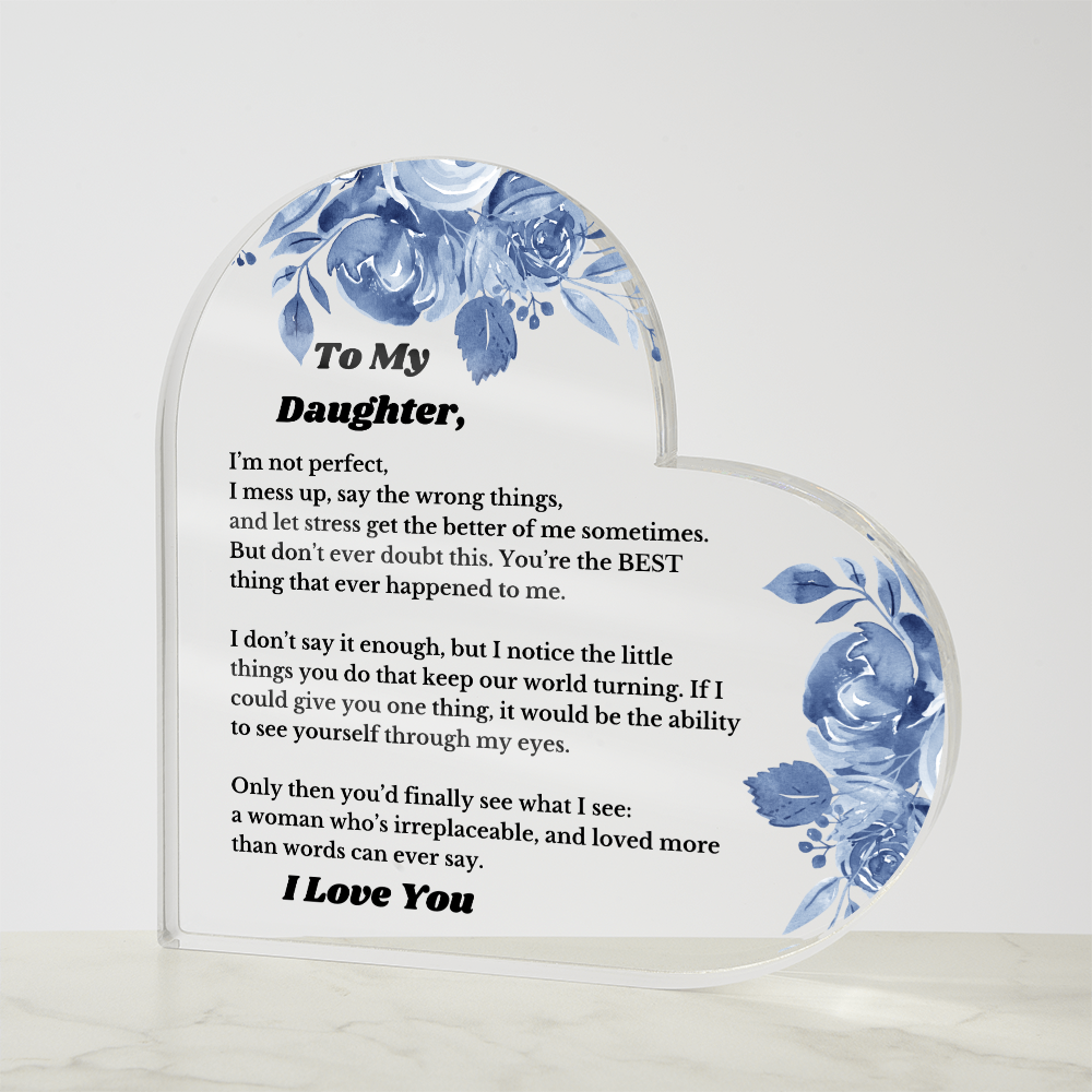 Gifts for Daughter, Heart Acrylic for Her From Dad From Mom, Birthday, Christmas Birthday From Parents
