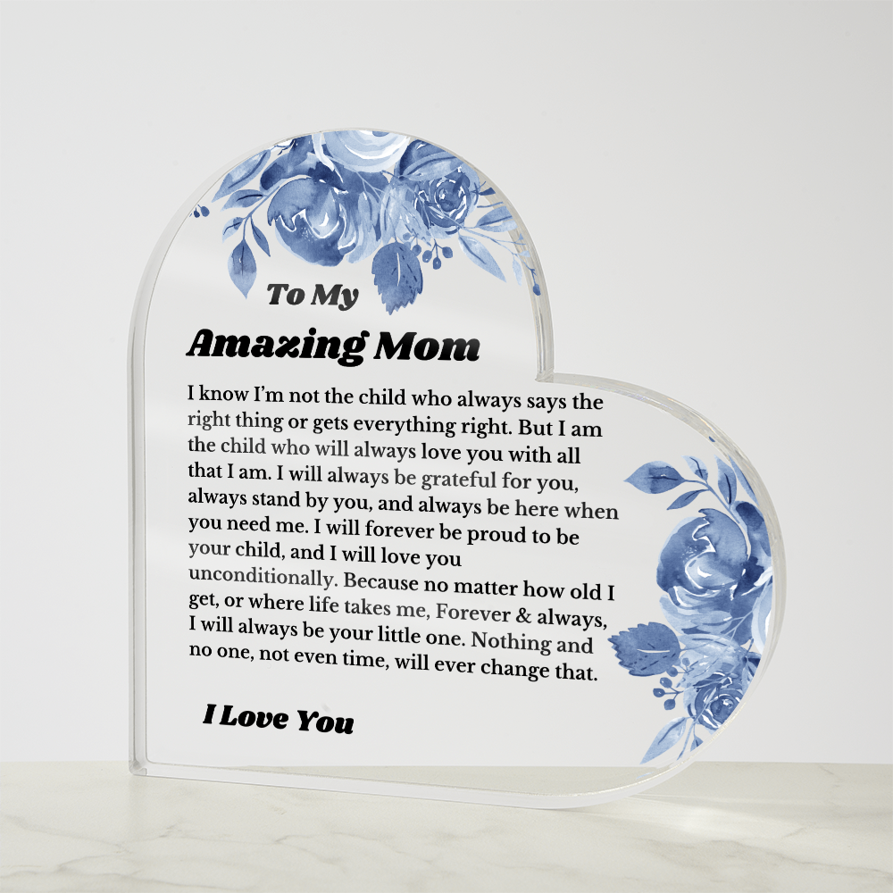 For Mom Heart Plaque From Daughter Son, Birthday Gift, Christmas Gift For Mom, Mother's Day Gift, Custom Mom Gift, To My Mom, Mom Keepsake