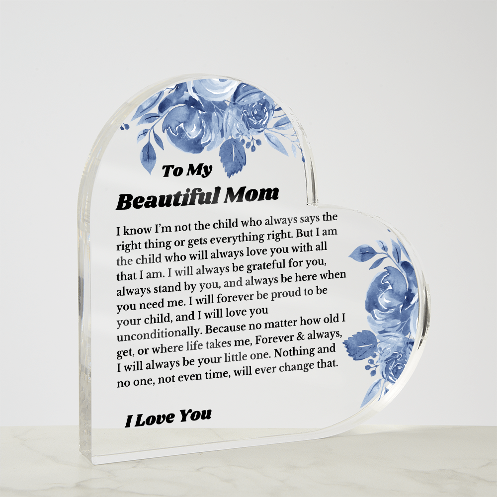 Personalized For Mom Heart Plaque From Daughter Son, Birthday, Christmas Gift For Mom, Mother's Day Gift, Custom Mom Gift, To My Mom, Mom Keepsake
