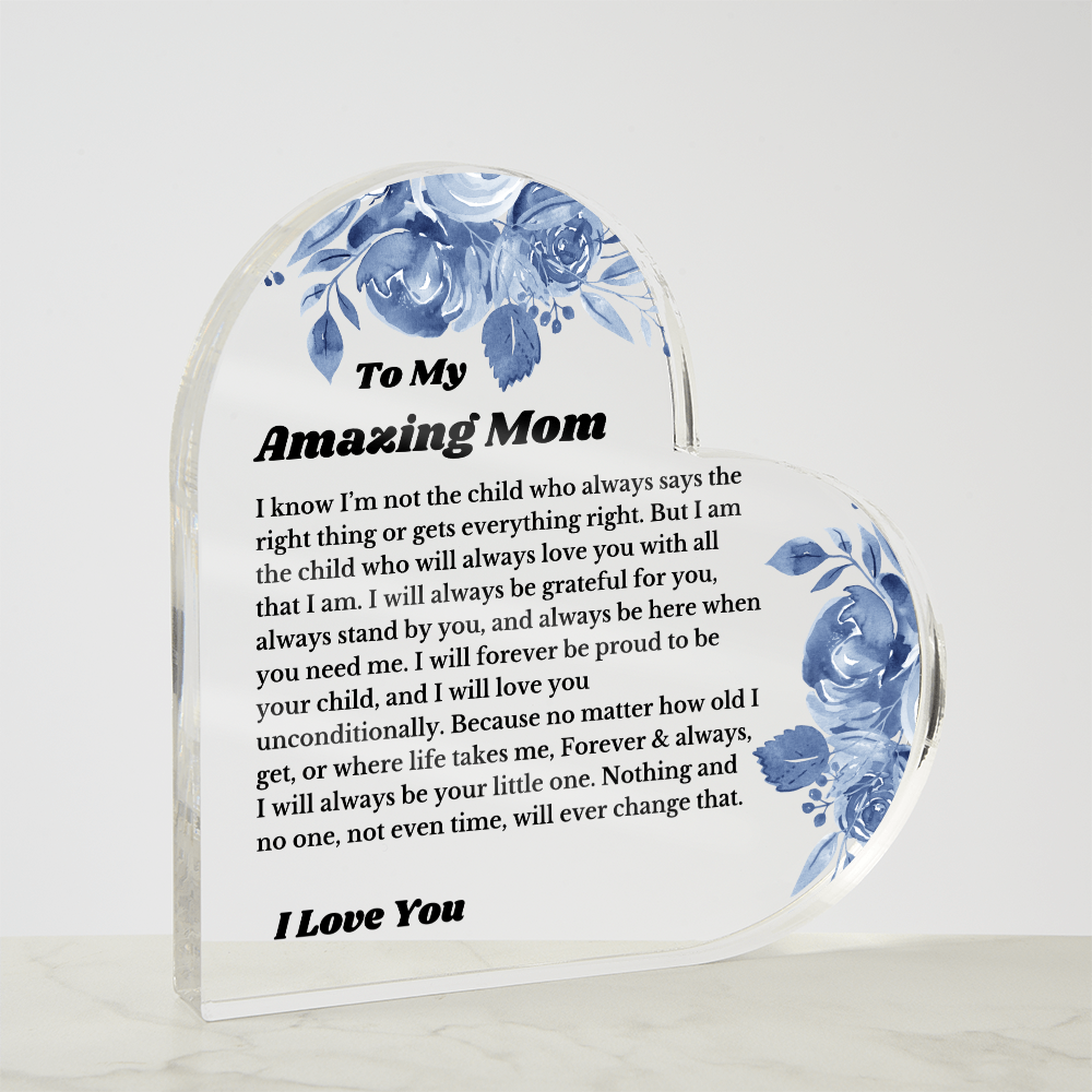 For Mom Heart Plaque From Daughter Son, Birthday Gift, Christmas Gift For Mom, Mother's Day Gift, Custom Mom Gift, To My Mom, Mom Keepsake
