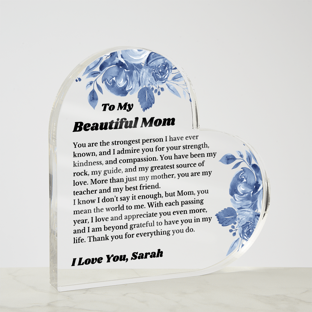 For Mom Heart Plaque From Daughter Son, Birthday Gift, Christmas Gift For Mom, Mother's Day Gift, Custom Mom Gift, To My Mom, Mom Keepsake