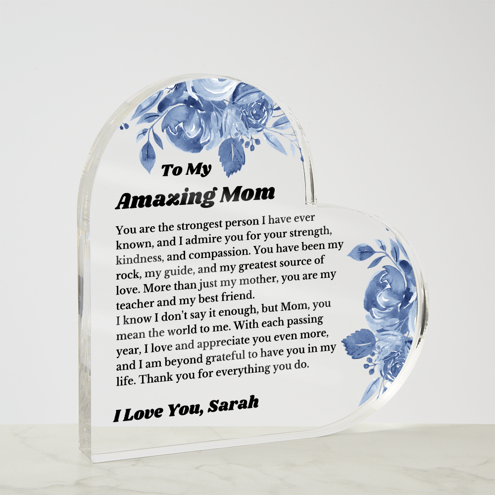 For Mom Heart Plaque From Daughter Son, Birthday Gift, Christmas Gift For Mom, Mother's Day Gift, Custom Mom Gift, To My Mom, Mom Keepsake
