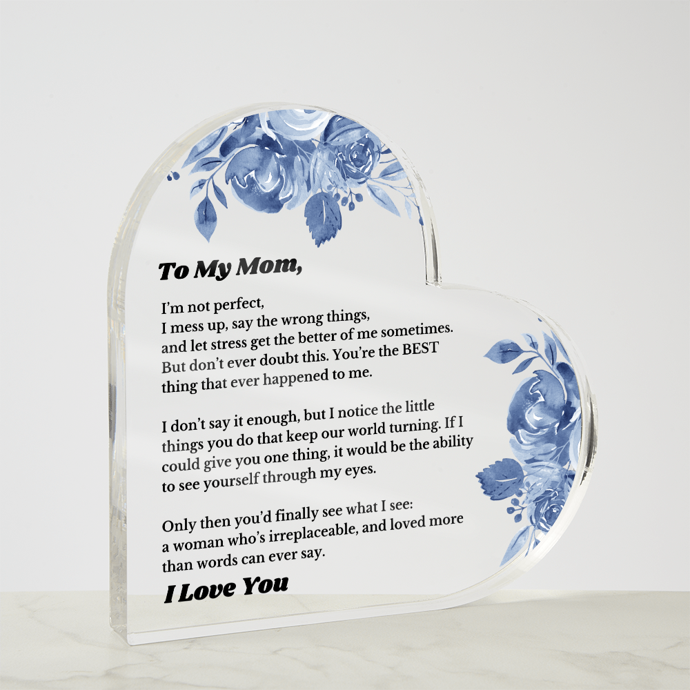 Gifts for Mom, Heart Acrylic for Wife From Husband, Anniversary Jewelry, Christmas Birthday for Her, To My Soulmate Gift, Mother's Day
