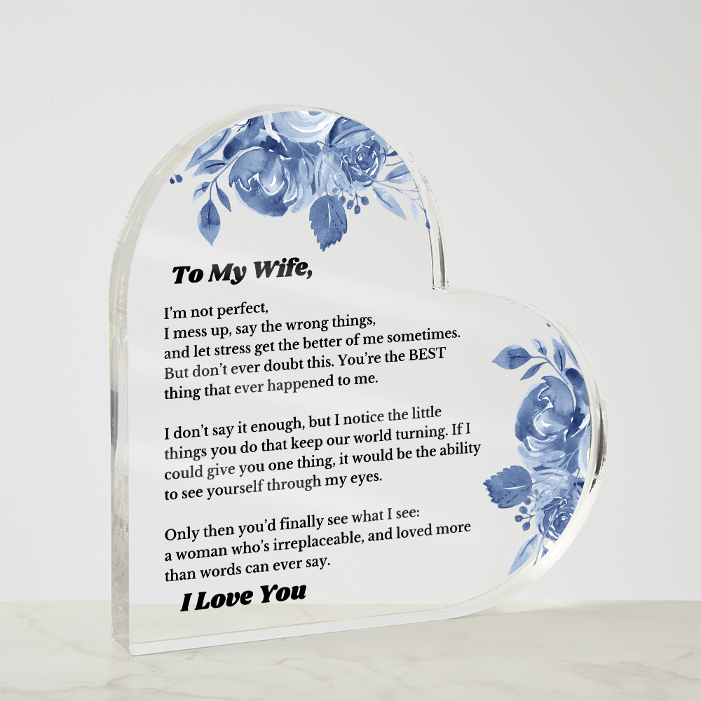 Gifts for Wifey, Heart Acrylic for Wife From Husband, Anniversary Jewelry, Christmas Birthday for Her, To My Soulmate Gift, Valentines
