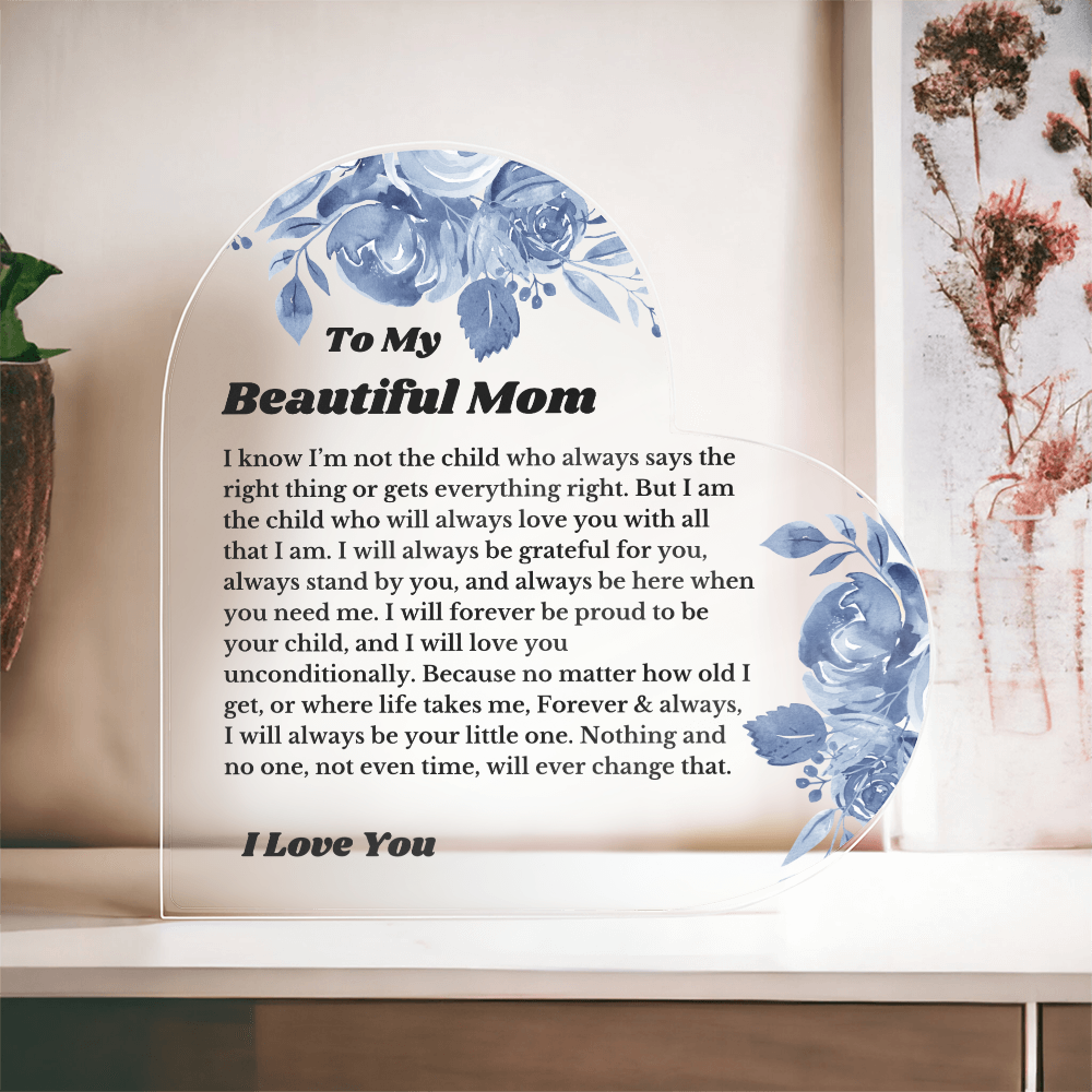 Personalized For Mom Heart Plaque From Daughter Son, Birthday, Christmas Gift For Mom, Mother's Day Gift, Custom Mom Gift, To My Mom, Mom Keepsake