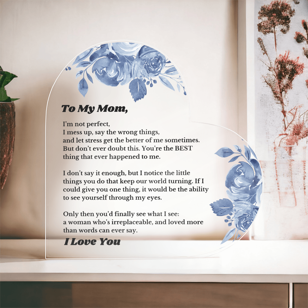 Gifts for Mom, Heart Acrylic for Wife From Husband, Anniversary Jewelry, Christmas Birthday for Her, To My Soulmate Gift, Mother's Day