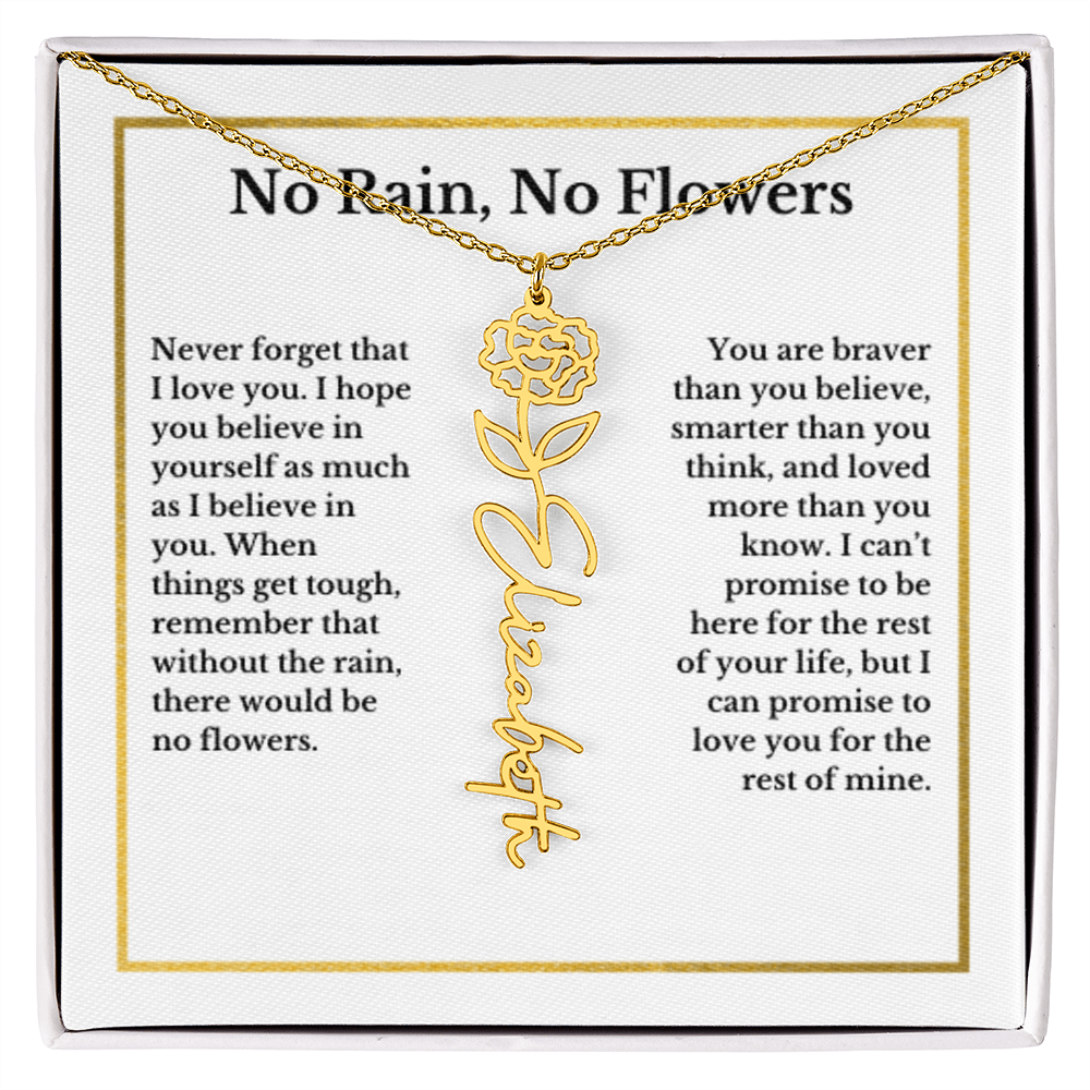 JANUARY Carnation Birthmonth Flower With Custom Name, Valentines Birthday Graduation Jewelry, For Daughter, Handwriting Necklace PERSONALIZED