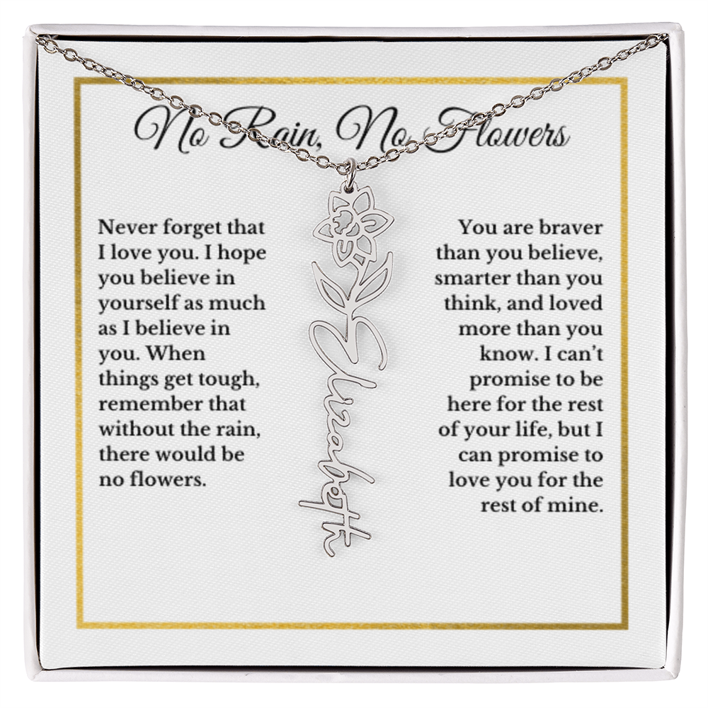 MARCH Daffodil Iris Birthmonth Flower With Custom Name, Valentines Birthday Graduation Jewelry, For Daughter, Handwriting Necklace PERSONALIZED