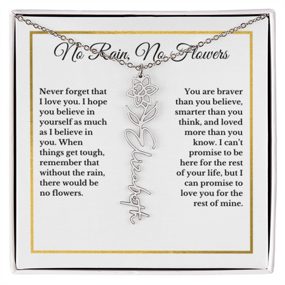 MARCH Daffodil Iris Birthmonth Flower With Custom Name, Valentines Birthday Graduation Jewelry, For Daughter, Handwriting Necklace PERSONALIZED