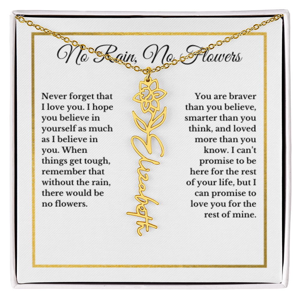 MARCH Daffodil Iris Birthmonth Flower With Custom Name, Valentines Birthday Graduation Jewelry, For Daughter, Handwriting Necklace PERSONALIZED