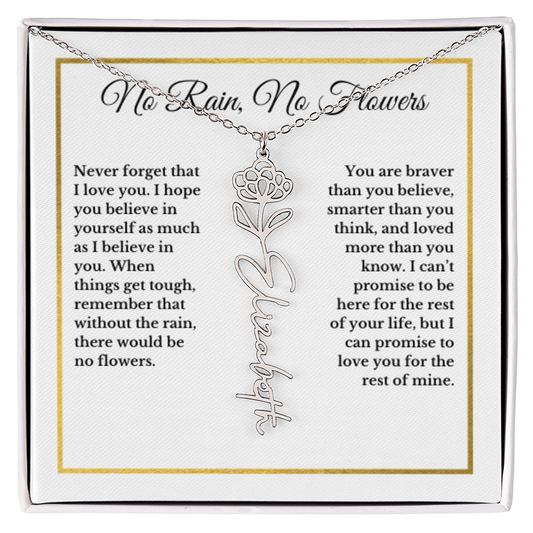NOVEMBER Chrysanthemum Birthmonth Flower With Custom Name, Valentines Birthday Graduation Jewelry, For Her, Handwriting Necklace