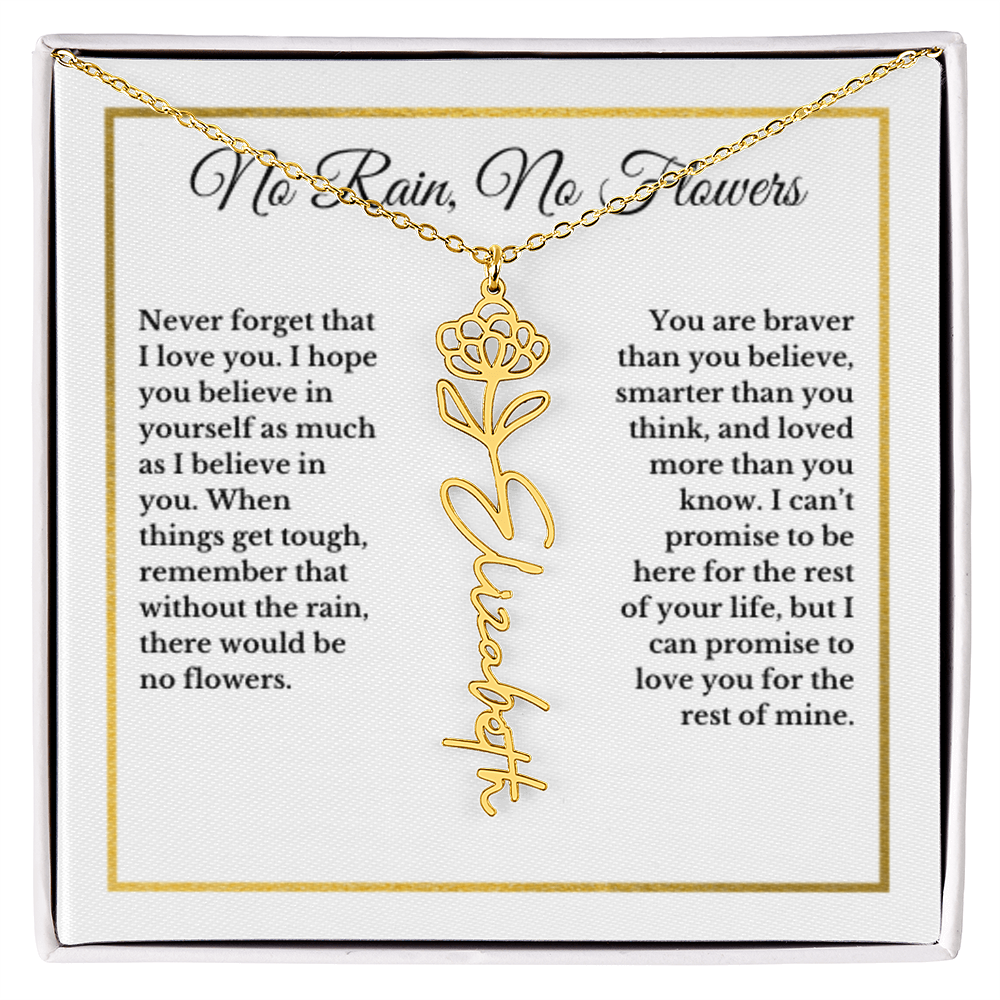 NOVEMBER Chrysanthemum Birthmonth Flower With Custom Name, Valentines Birthday Graduation Jewelry, For Her, Handwriting Necklace
